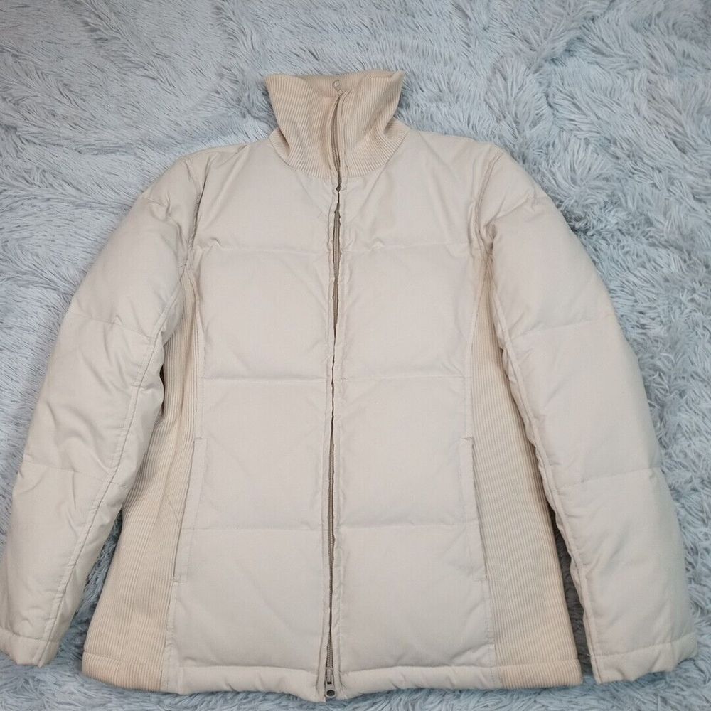 Gap Jacket Womens S Biege Down Waterfowl Puffer Pockets Cozy Warm Zip‎ Up